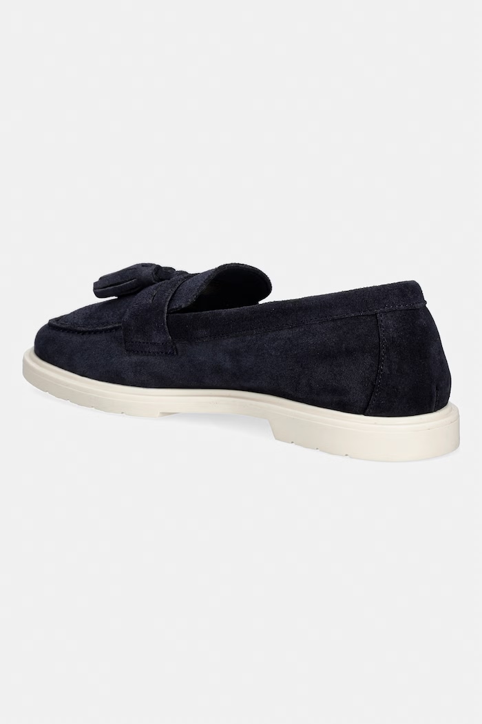 Obuv Tommy Hilfiger dámske semišové mokasíny LIGHT SUEDE TASSEL LOAFER FW0FW09285 tmavomodrá