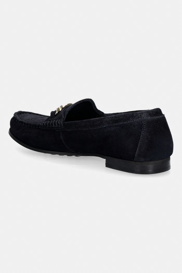 Obuv Tommy Hilfiger dámske semišové mokasíny TH CHAIN SUEDE LOAFER FW0FW09327 tmavomodrá