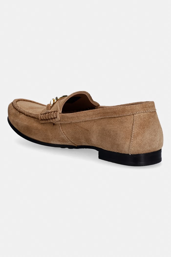 Obuv Tommy Hilfiger dámske semišové mokasíny TH CHAIN SUEDE LOAFER FW0FW09327 béžová