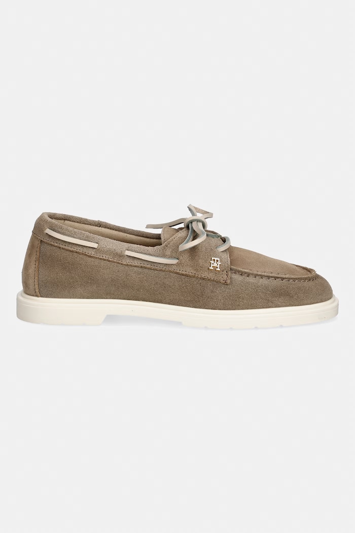 Tommy Hilfiger dámske semišové mokasíny LIGHT SUEDE BOAT SHOE FW0FW09337 béžová SS26