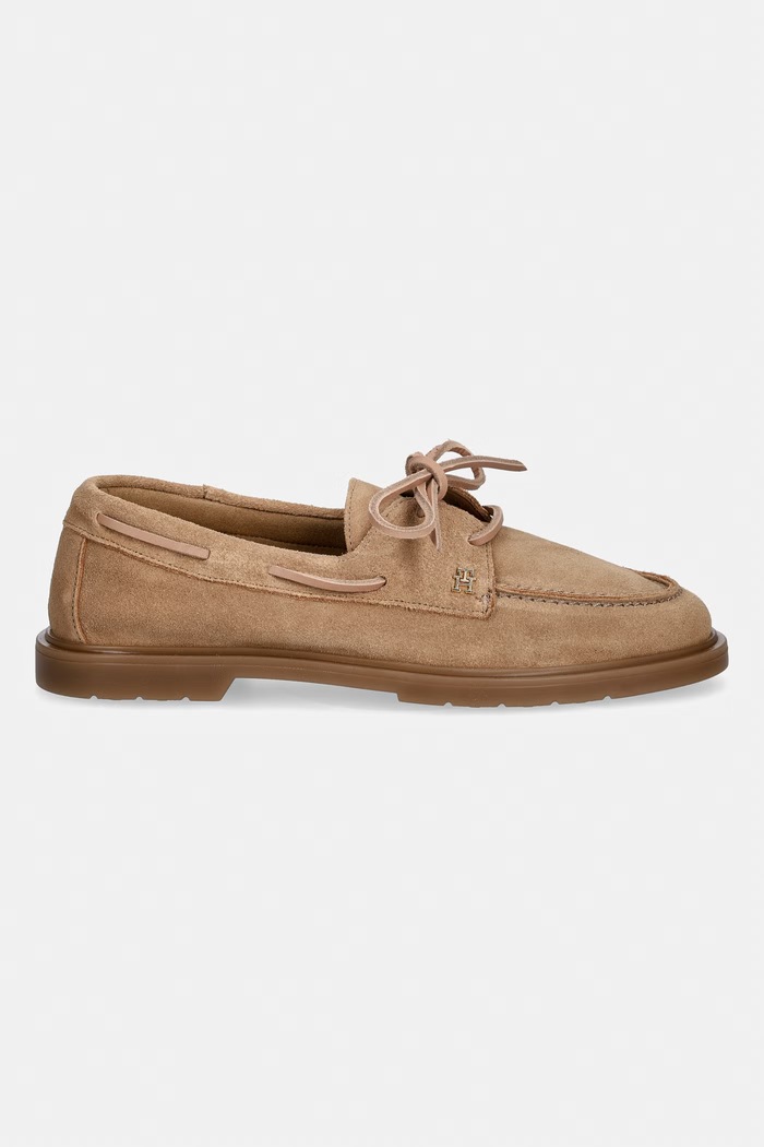 Tommy Hilfiger mokasyny damskie zamszowe LIGHT SUEDE BOAT SHOE FW0FW09337 brązowy SS26