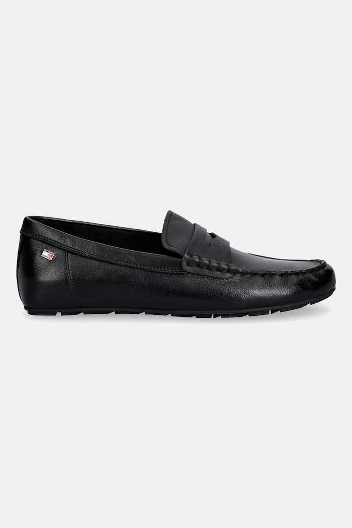 Tommy Hilfiger dámske kožené mokasíny FLAG LEATHER DRIVER LOAFER FW0FW09350 čierna SS26