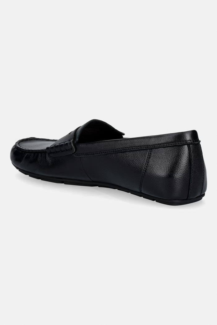 Obuv Tommy Hilfiger dámske kožené mokasíny FLAG LEATHER DRIVER LOAFER FW0FW09350 čierna