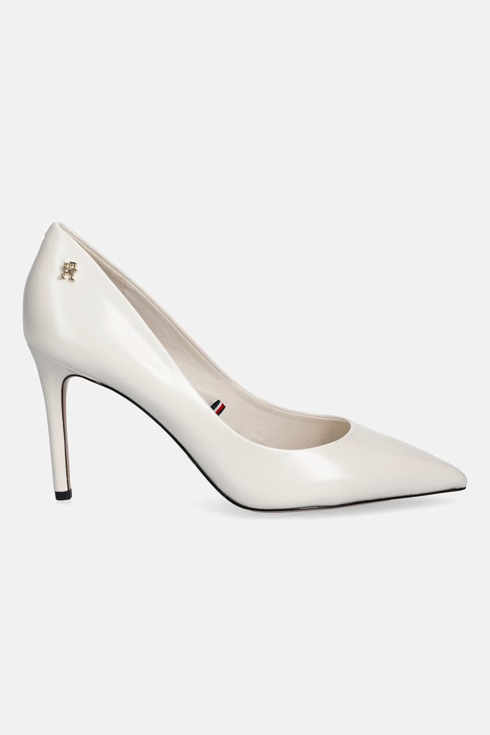 Tommy Hilfiger stilettos din piele ESSENTIAL POINTED PUMP FW0FW09362 alb SS26
