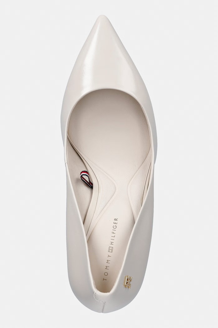 Tommy Hilfiger stilettos din piele ESSENTIAL POINTED PUMP alb FW0FW09362
