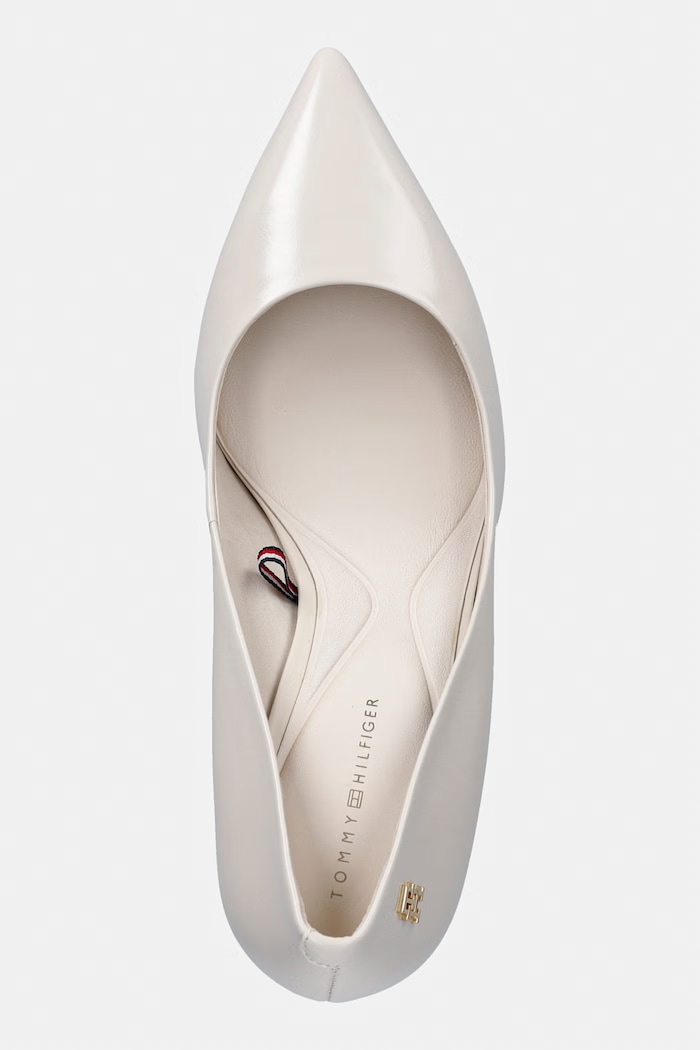 Tommy Hilfiger lodičky kožené ESSENTIAL POINTED PUMP biela FW0FW09362