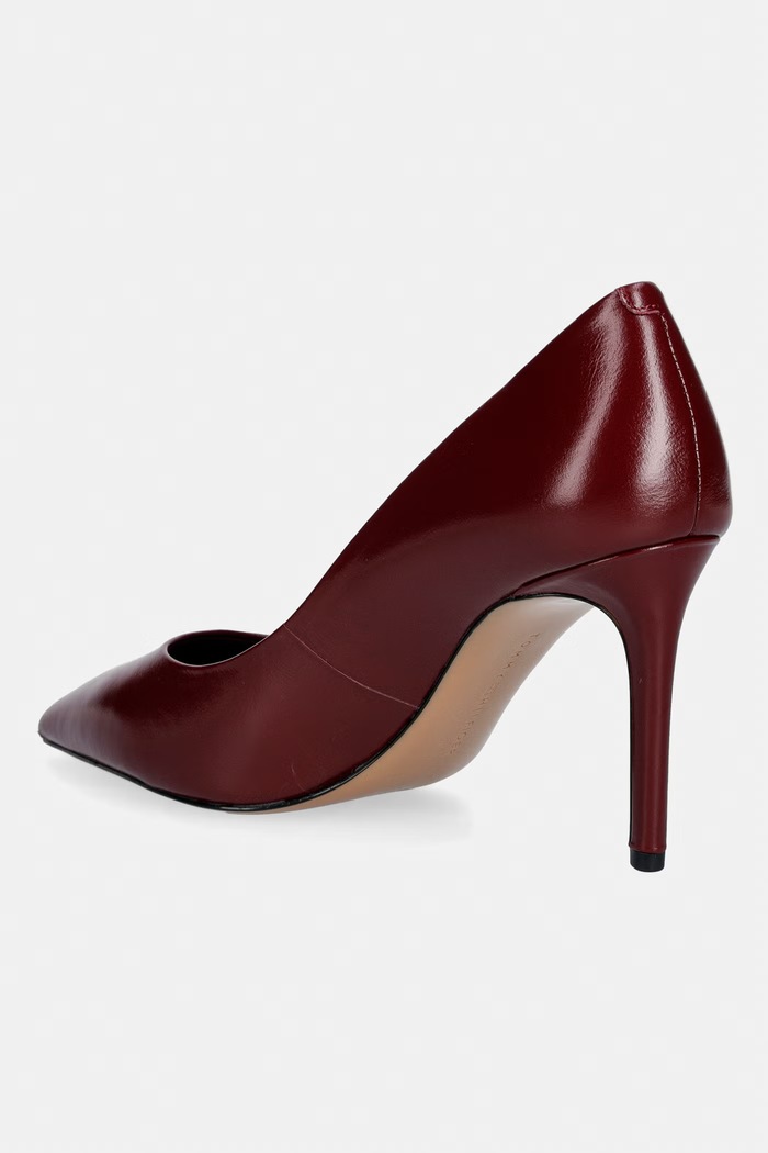 Obuwie Tommy Hilfiger szpilki skórzane ESSENTIAL POINTED PUMP FW0FW09362 bordowy