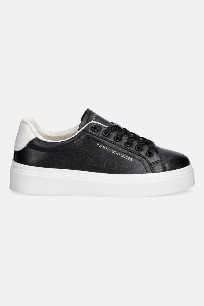 Tommy Hilfiger TH CHIC CUPSOLE PLATFORM tenisky dámske kožené FW0FW09107 čierna SS26