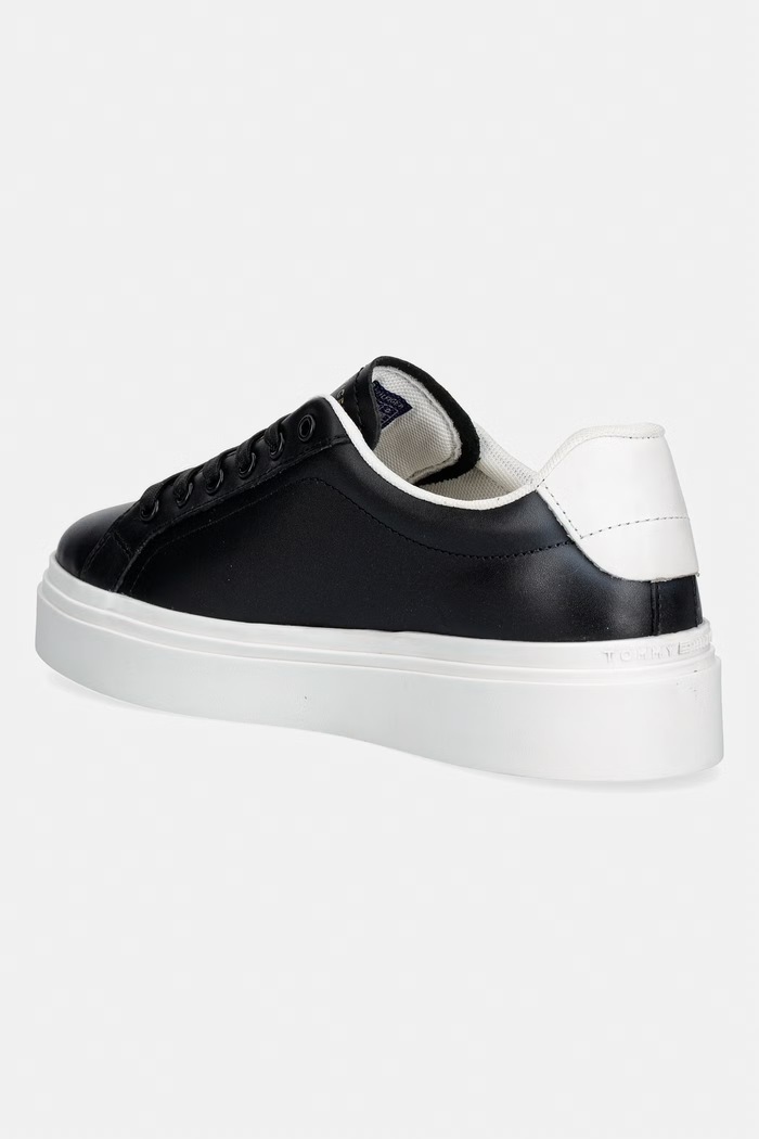 Obuv Tommy Hilfiger TH CHIC CUPSOLE PLATFORM tenisky dámske kožené FW0FW09107 čierna