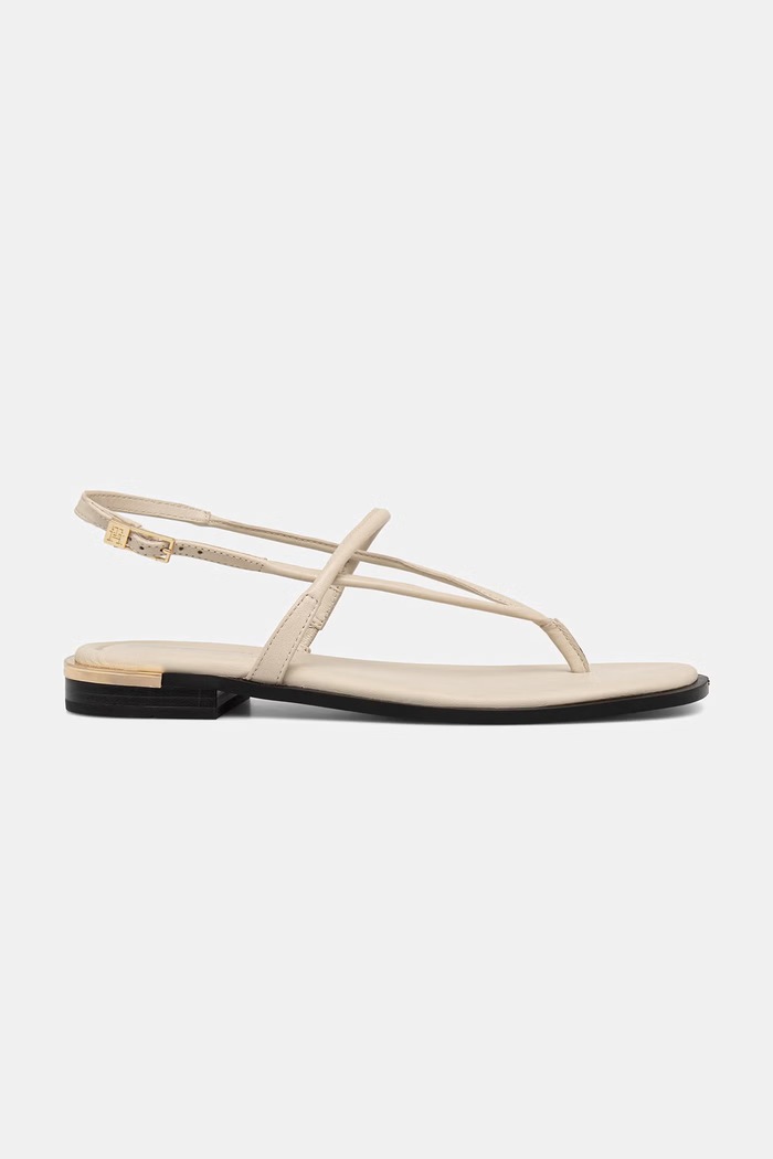 Tommy Hilfiger sandále dámske kožené GOLD HEEL DRESSY SANDAL FW0FW09124 béžová SS26