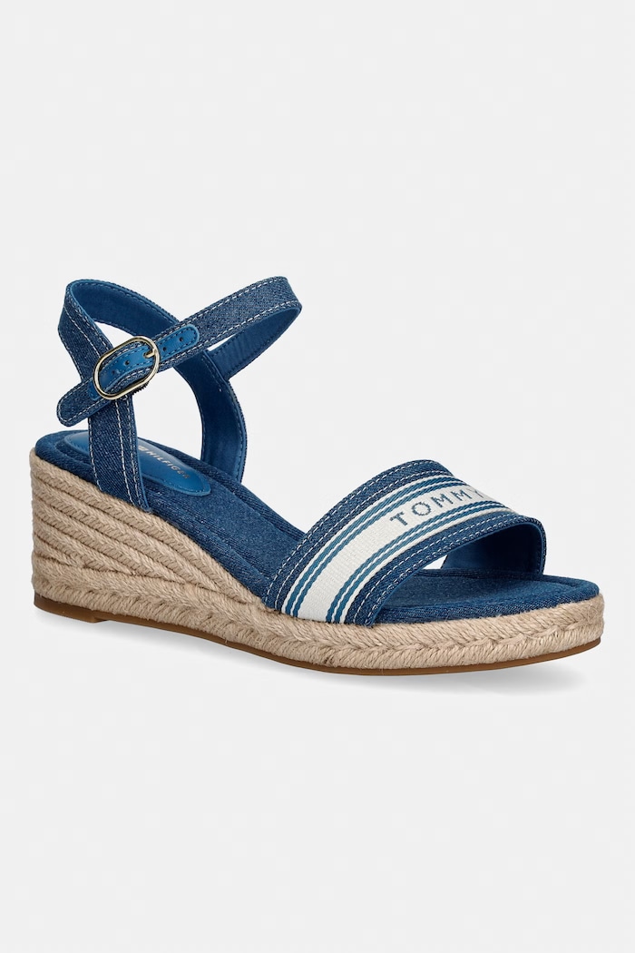 Tommy Hilfiger sandale wedges MID WEDGE ESPAD WEBBING albastru FW0FW09230