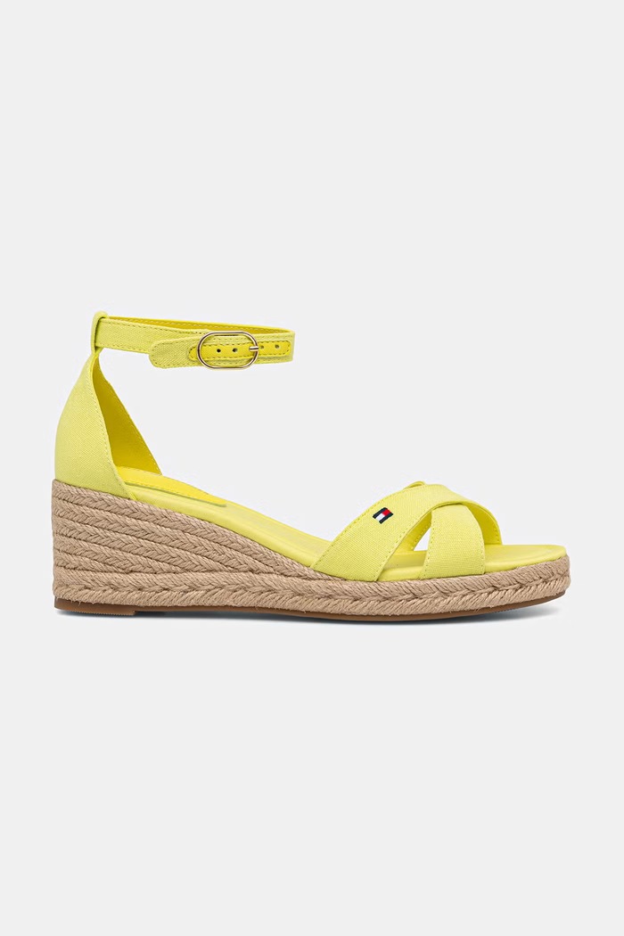 Tommy Hilfiger sandale wedges MID WEDGE ESPAD X CROSS FW0FW09332 galben SS26