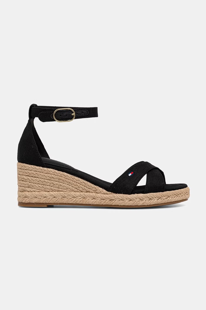 Tommy Hilfiger sandale wedges MID WEDGE ESPAD X CROSS FW0FW09332 negru SS26
