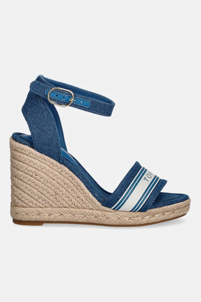 Tommy Hilfiger sandále na platforme po celej dĺžke HIGH WEDGE ESPAD WEBBING FW0FW09342 modrá SS26
