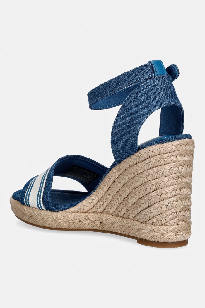 Obuv Tommy Hilfiger sandále na platforme po celej dĺžke HIGH WEDGE ESPAD WEBBING FW0FW09342 modrá