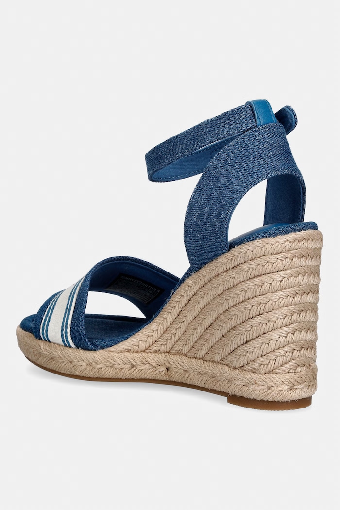 Obuv Tommy Hilfiger sandále na platforme po celej dĺžke HIGH WEDGE ESPAD WEBBING FW0FW09342 modrá