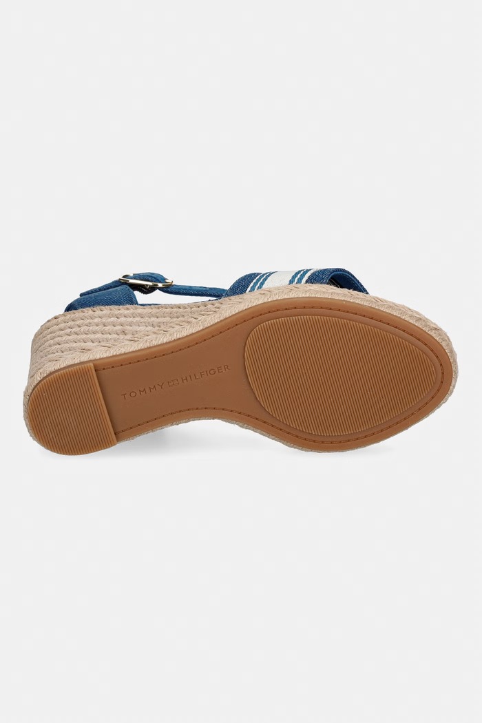 Tommy Hilfiger sandále na platforme po celej dĺžke HIGH WEDGE ESPAD WEBBING FW0FW09342 modrá