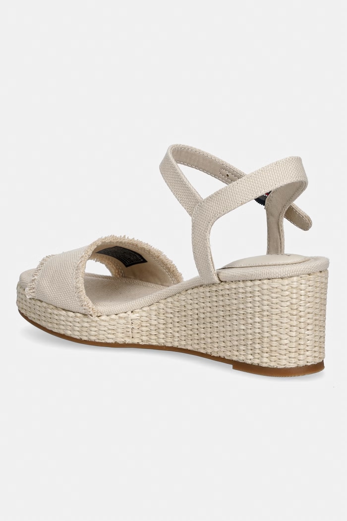 Obuv Tommy Hilfiger sandále na platforme po celej dĺžke MID WOVEN WEDGE ESPAD FRINGE FW0FW09470 béžová