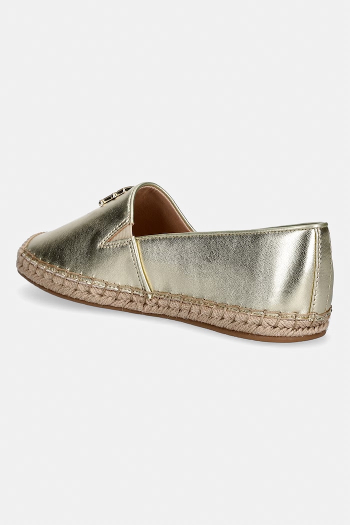 Obuwie Tommy Hilfiger espadryle damskie skórzane TH LOGO GOLD ESPADRILLE FW0FW09473 złoty
