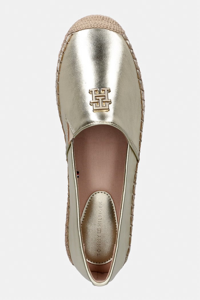 Tommy Hilfiger espadryle damskie skórzane TH LOGO GOLD ESPADRILLE złoty FW0FW09473