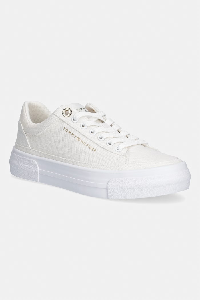 Tommy Hilfiger TH FOXING PLATFORM CANVAS dámske tenisky béžová FW0FW09480