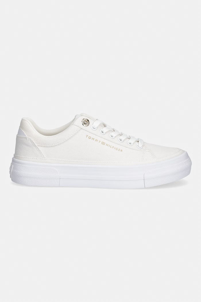 Tommy Hilfiger TH FOXING PLATFORM CANVAS dámske tenisky FW0FW09480 béžová SS26