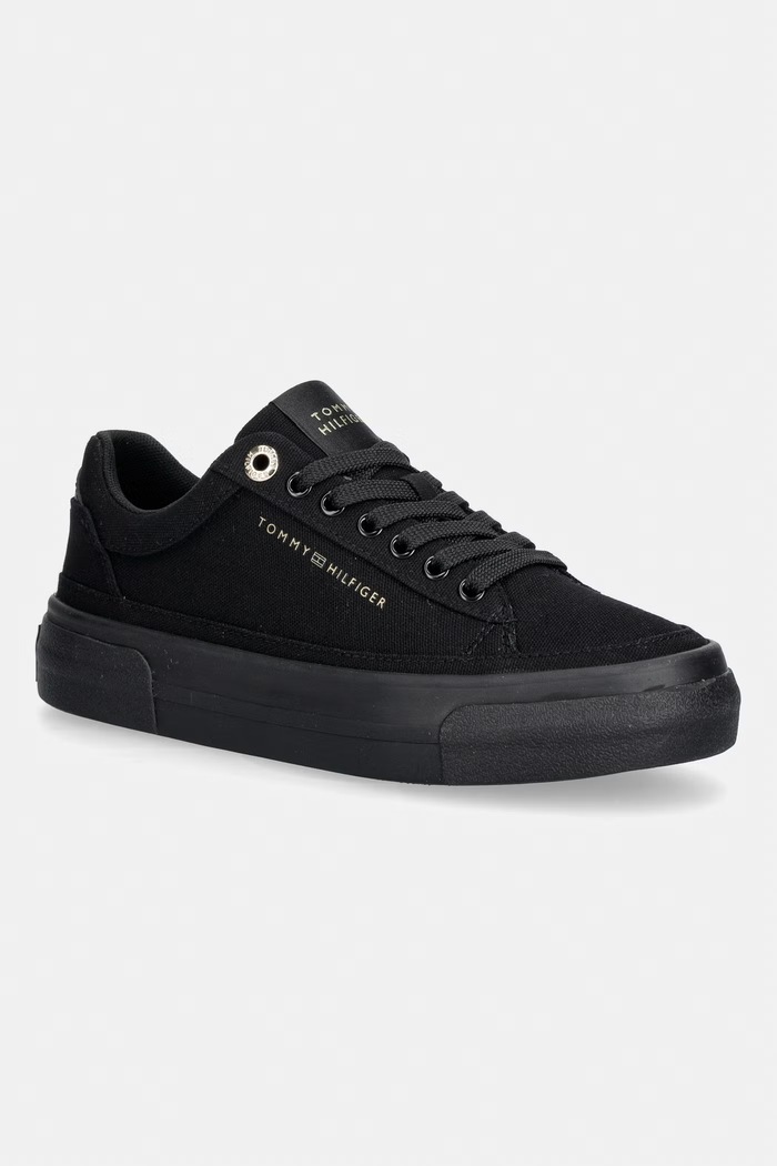 Tommy Hilfiger TH FOXING PLATFORM CANVAS tenisky dámské černá FW0FW09480