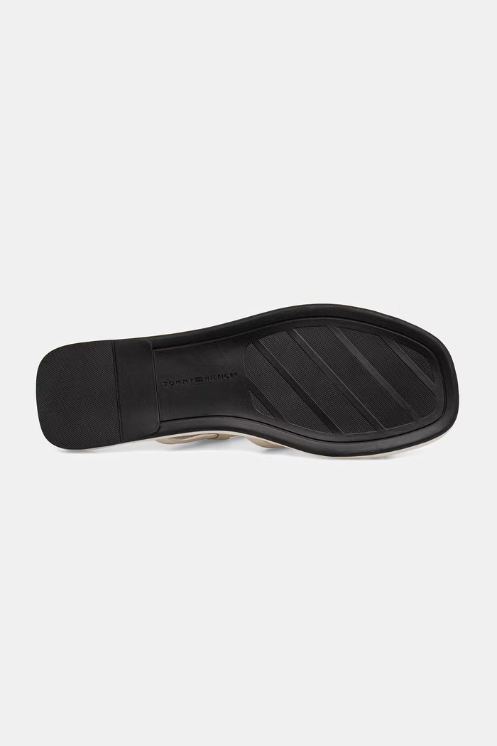 Tommy Hilfiger sandale pentru femei, din piele FLAT STRAPPY SANDAL LTH FW0FW09220 bej