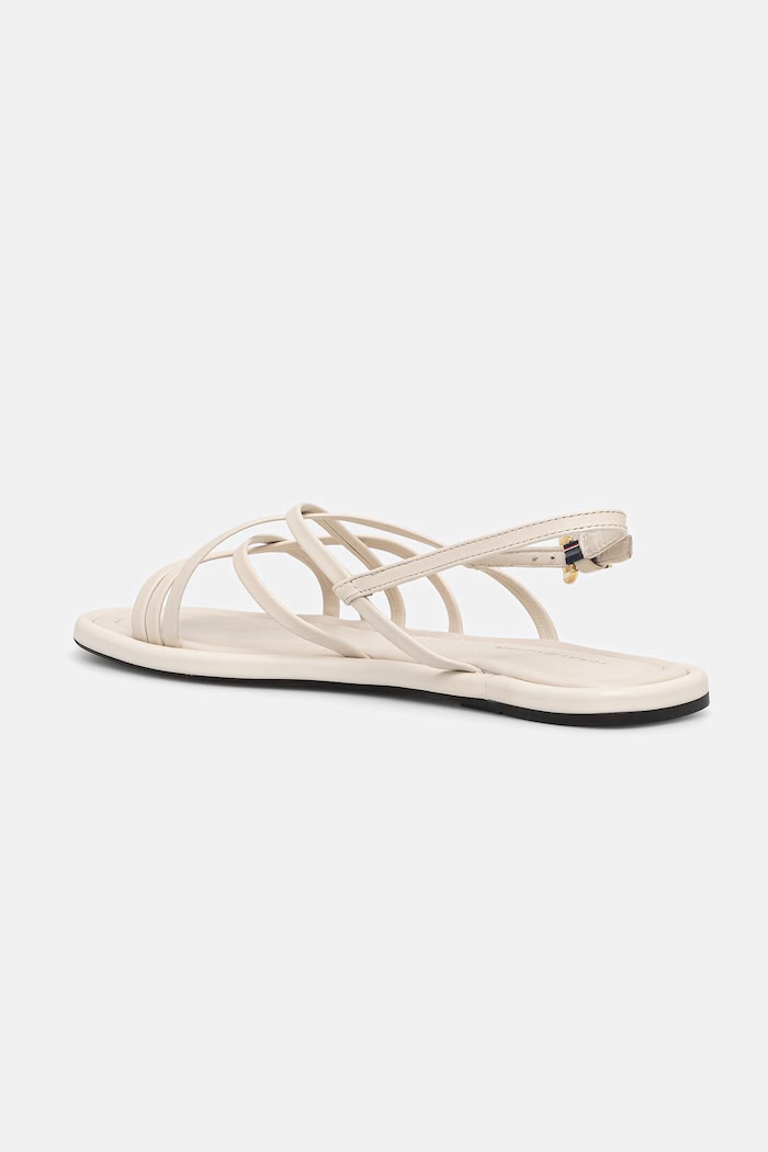Încălțăminte Tommy Hilfiger sandale pentru femei, din piele FLAT STRAPPY SANDAL LTH FW0FW09220 bej