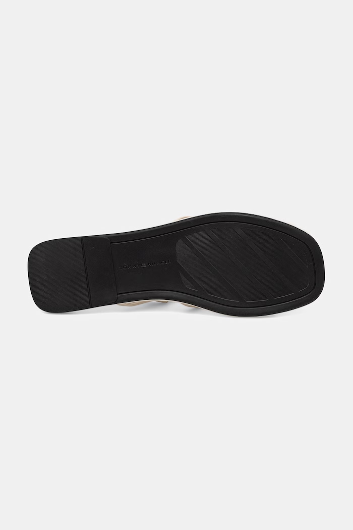 Tommy Hilfiger sandale pentru femei, din piele FLAT STRAPPY SANDAL LTH FW0FW09220 bej