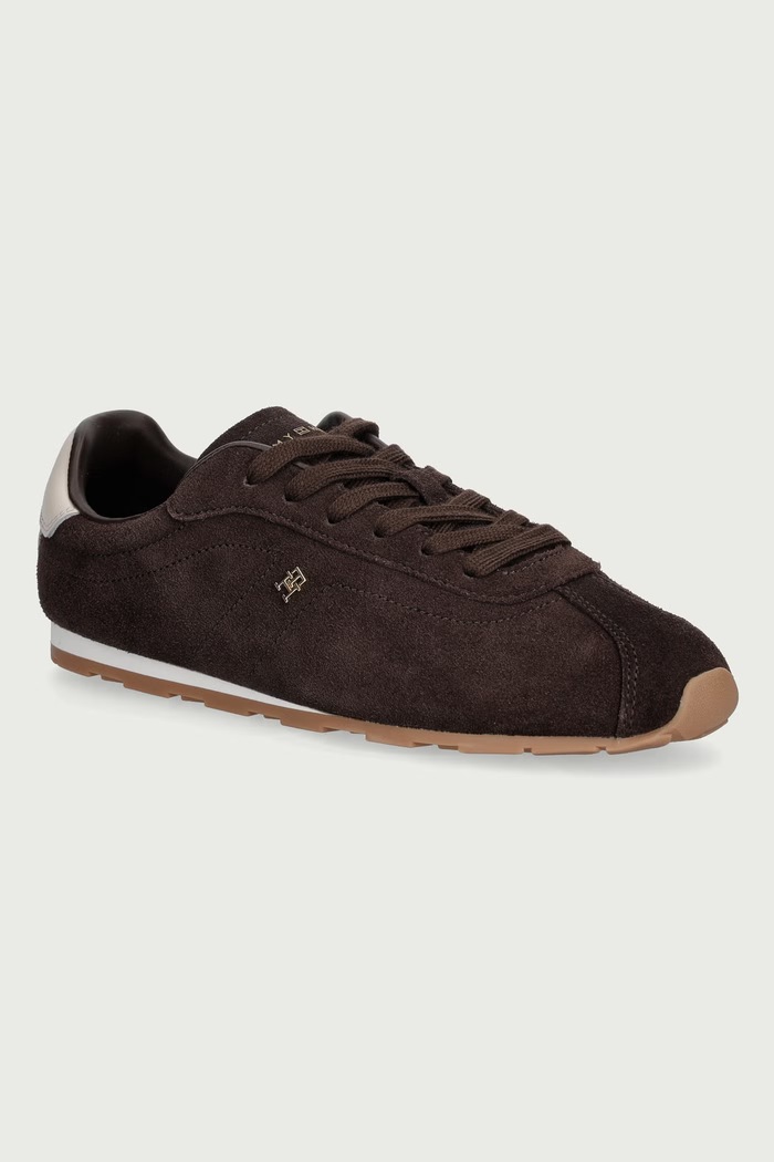 Tommy Hilfiger TH BELLA LOW RUNNER SUEDE sneakersy damskie zamszowe brązowy FW0FW09189