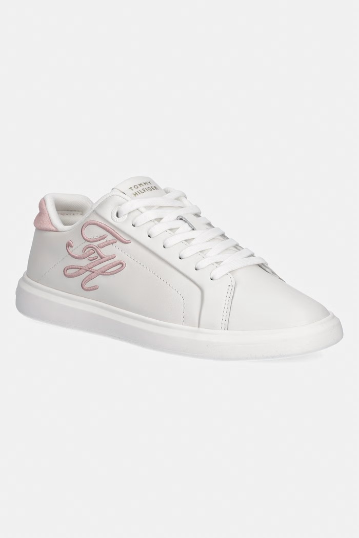 Tommy Hilfiger TH ICON COURT SCRIPT sneakersy damskie skórzane biały FW0FW09363