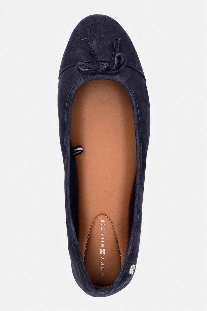 Tommy Hilfiger balerini din piele întoarsă HILFIGER SUEDE BALLERINA bleumarin FW0FW09357