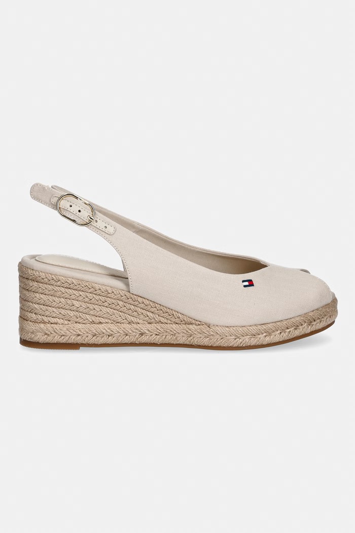 Tommy Hilfiger dámske sandále na platforme MID WEDGE ESPAD SLINGBACK FW0FW09228 béžová SS26