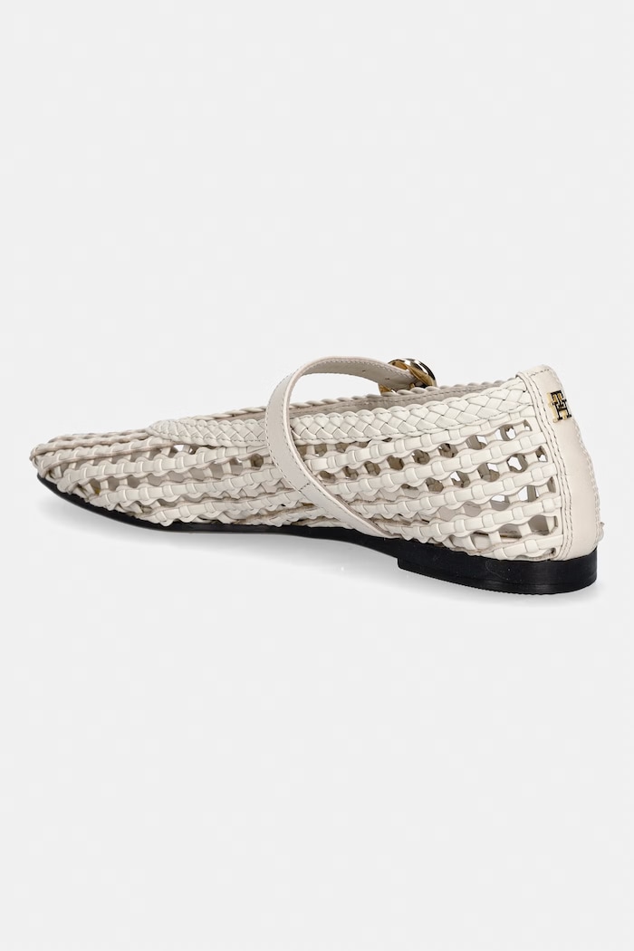 Obuv Tommy Hilfiger baleríny WOVEN LEATHER MIX BALLERINA FW0FW09244 béžová