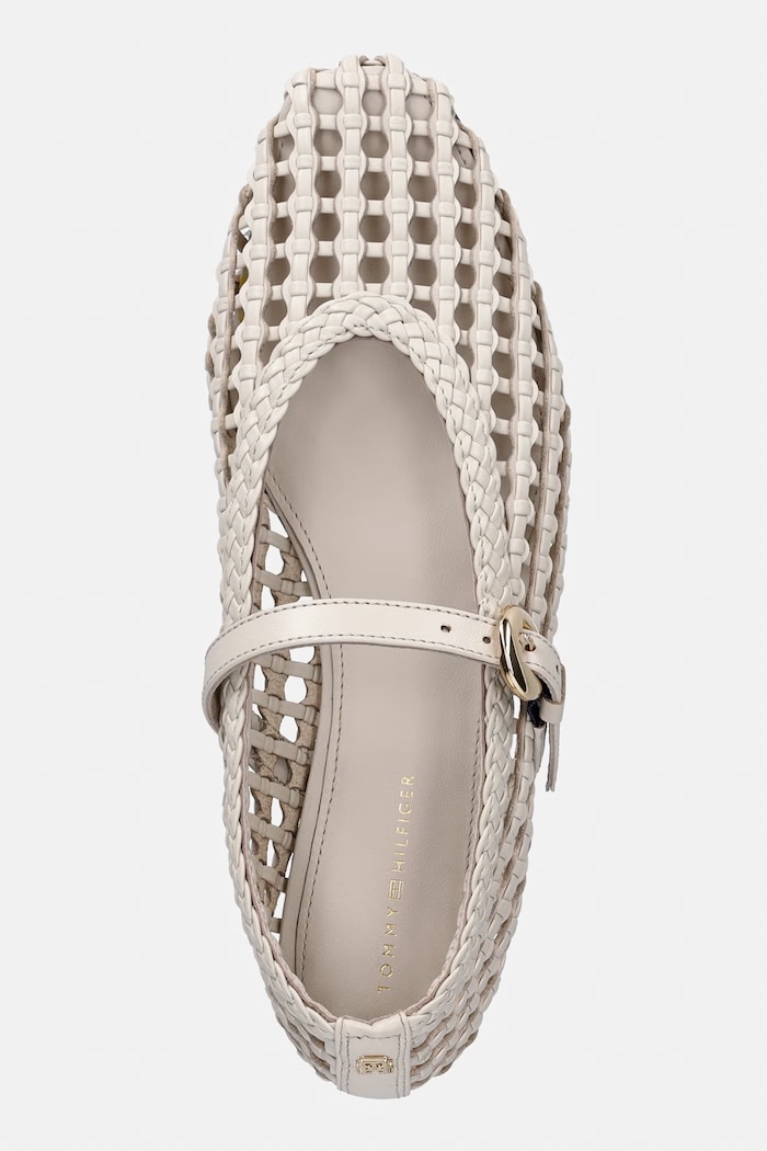 Tommy Hilfiger baleríny WOVEN LEATHER MIX BALLERINA béžová FW0FW09244