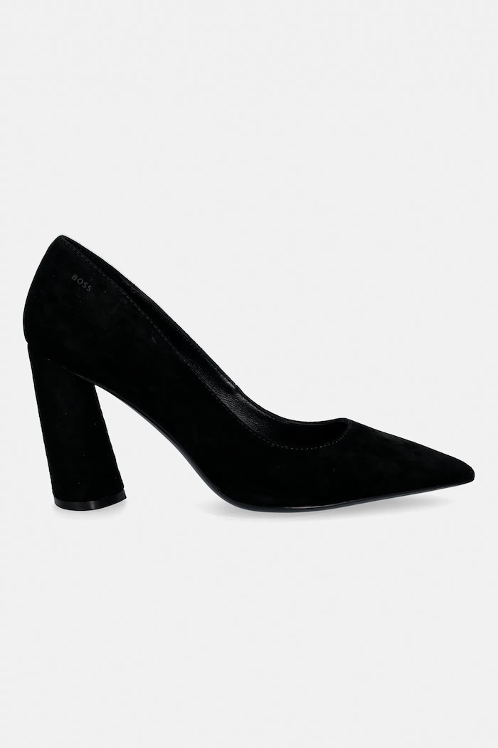 Велурени обувки с дебел ток BOSS Gracey 50554372.001 черен SS26