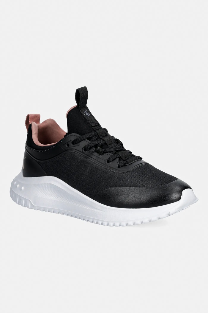Sneakers Calvin Klein EVA RUNNER LACEUP SOCK MAT MIX απομίμηση λείου δέρματος μαύρο YW0YW02064