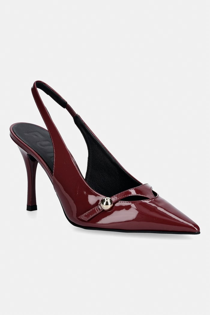 Usnjene visoke pete Furla Sfera Slingback več kot 8 cm bordo YK87SFE.X70000.26700