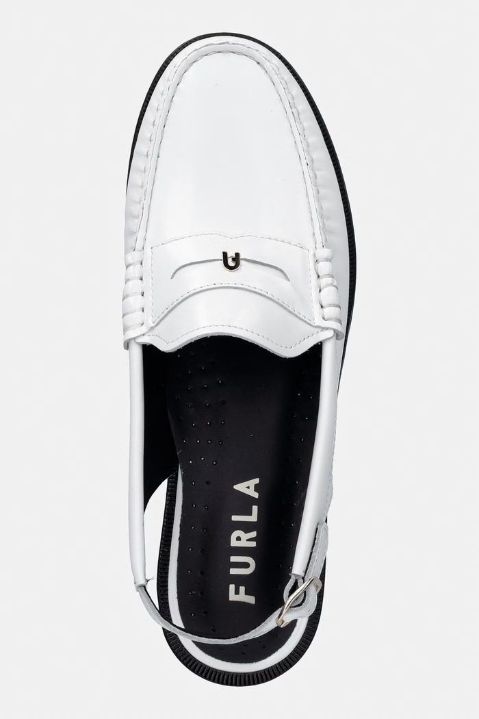 Usnjeni mokasini Furla College Loafer bela YK55FCG.T20000.01B00