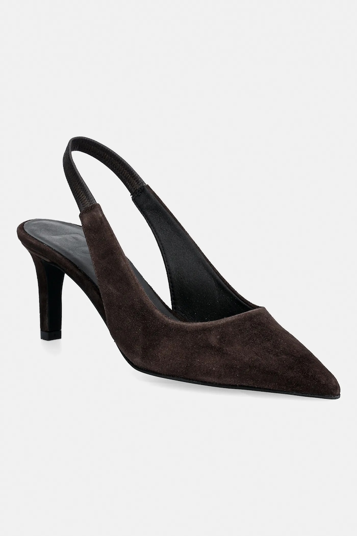 Štikle od brušene kože Furla Essential Slingback štikla smeđa YK44FSN.C10000.3388S