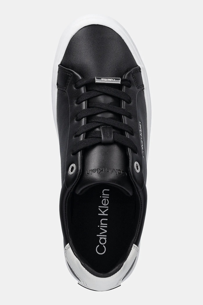 Calvin Klein sneakersy skórzane VULC LACE UP LTH/MOIRE BT czarny HW0HW02747