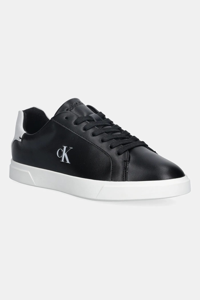 Tenisky Calvin Klein LOW PRO CUP LACEUP LTH MOIRE usňová koža čierna HW0HW02845