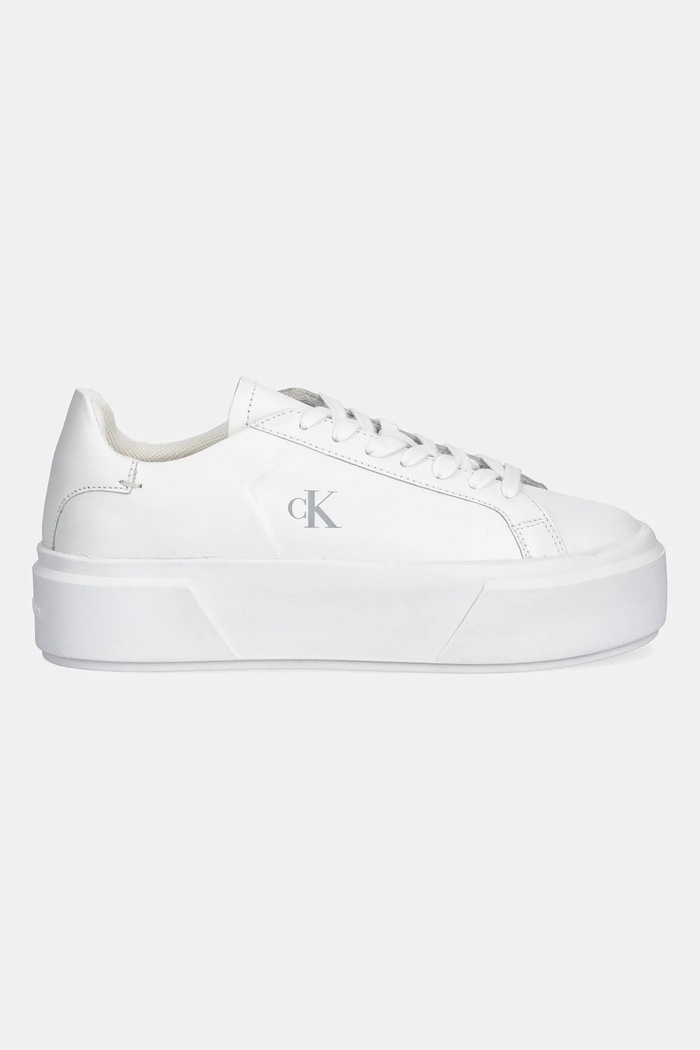 Kožené tenisky Calvin Klein FLATFORM LACE UP LTH MG YW0YW01928 bílá SS26