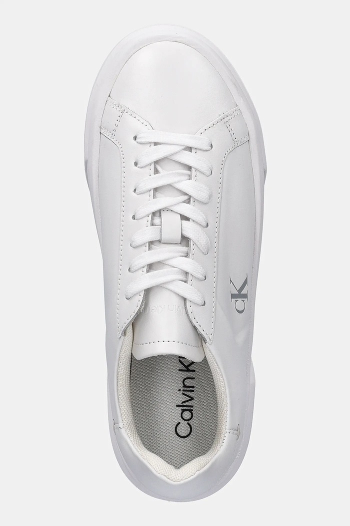 Kožené tenisky Calvin Klein FLATFORM LACE UP LTH MG bílá YW0YW01928