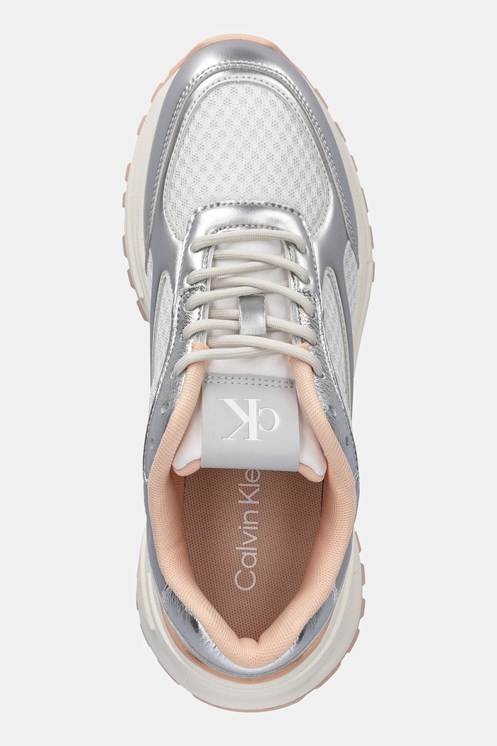Tenisky Calvin Klein HIKE RUNNER LACE UP MESH MIX MET biela YW0YW02063