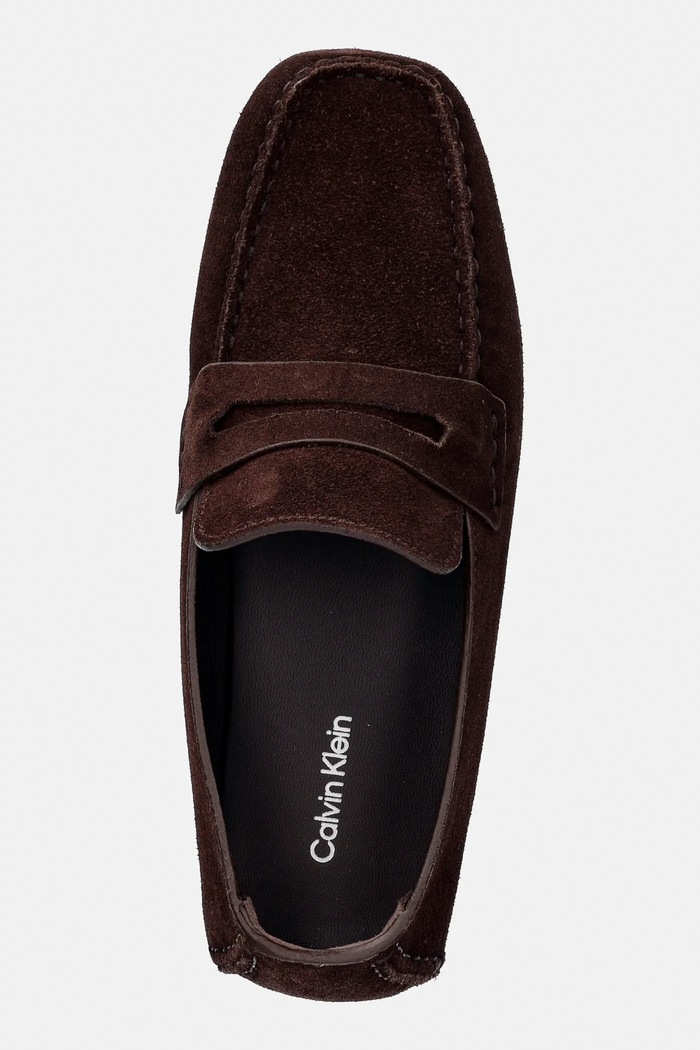 Μοκασίνια σουέτ Calvin Klein SQUARE DRIVER SUEDE καφέ HW0HW02844