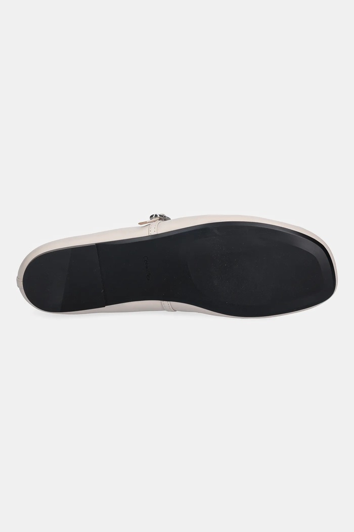 Calvin Klein bőr balerina cipő OBLIQUE BALLERINA MJ LTH HDW HW0HW02847 bézs