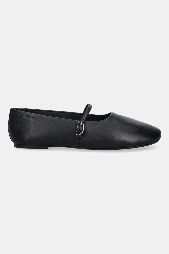 Usnjene balerinke Calvin Klein OBLIQUE BALLERINA MJ LTH HDW HW0HW02847 črna SS26