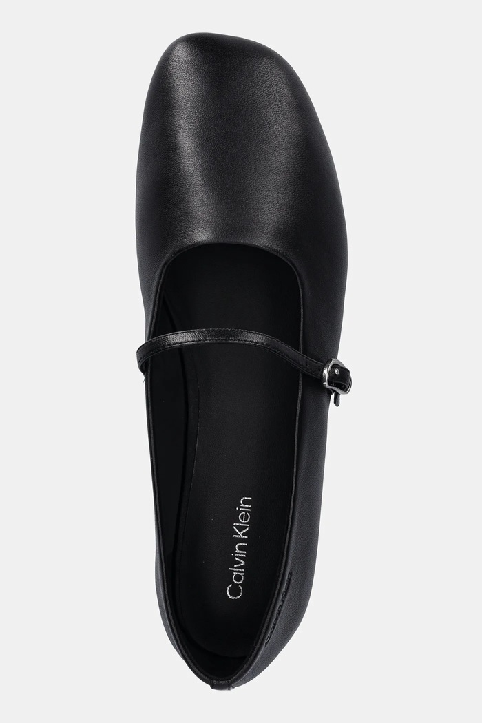 Usnjene balerinke Calvin Klein OBLIQUE BALLERINA MJ LTH HDW črna HW0HW02847